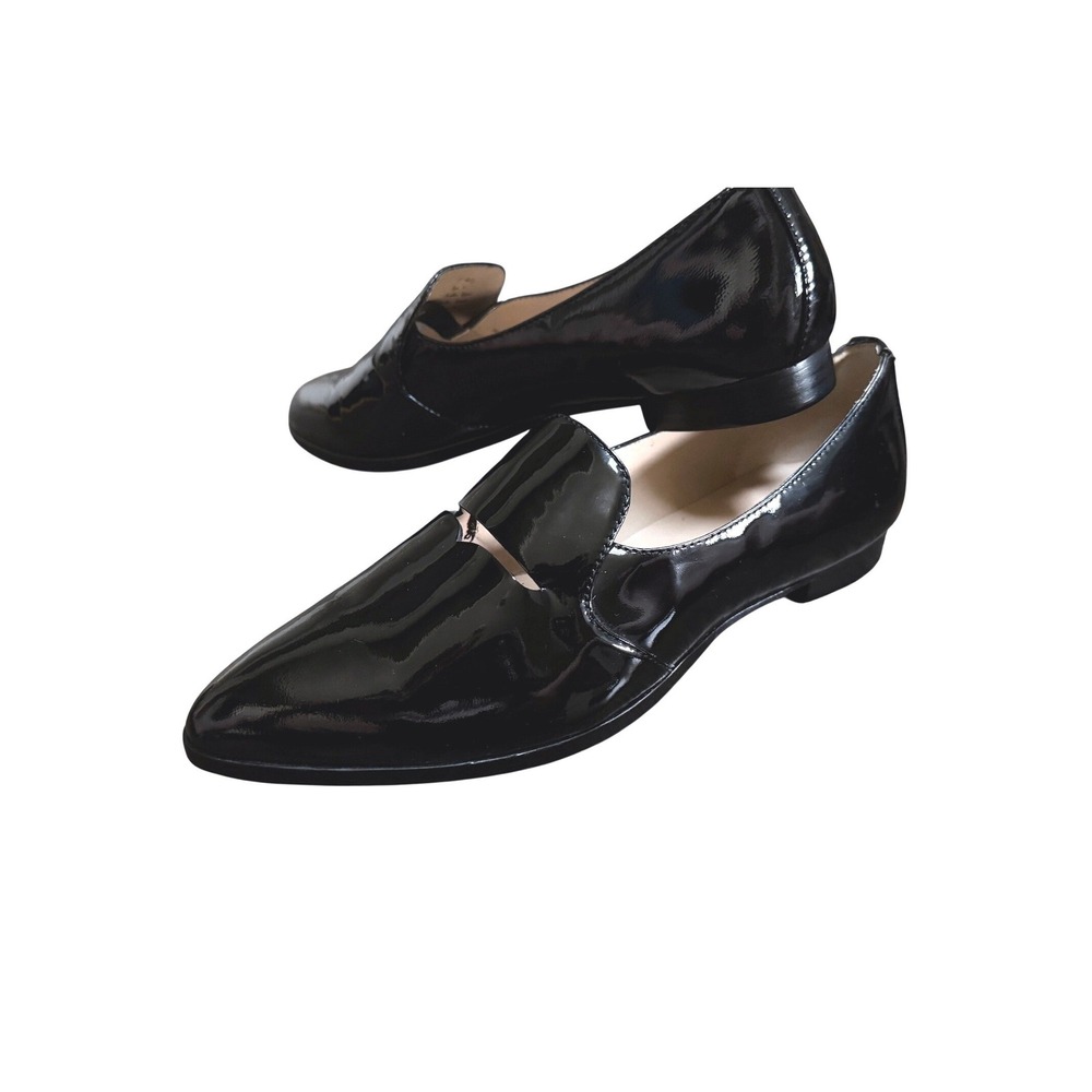 LN Elizabeth and James Aly Patent Leather Pointed Toe Loafers Black Size 9 Flat